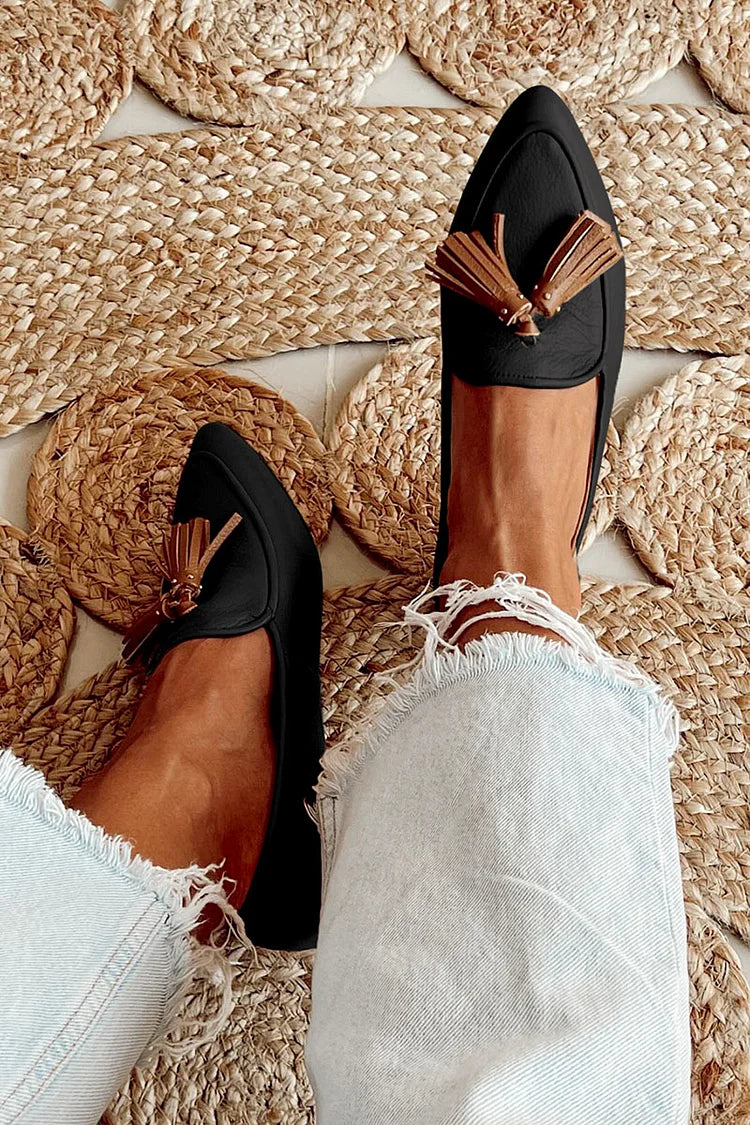 Luca | Women's Pointed Tassel Loafers - Casual Outings