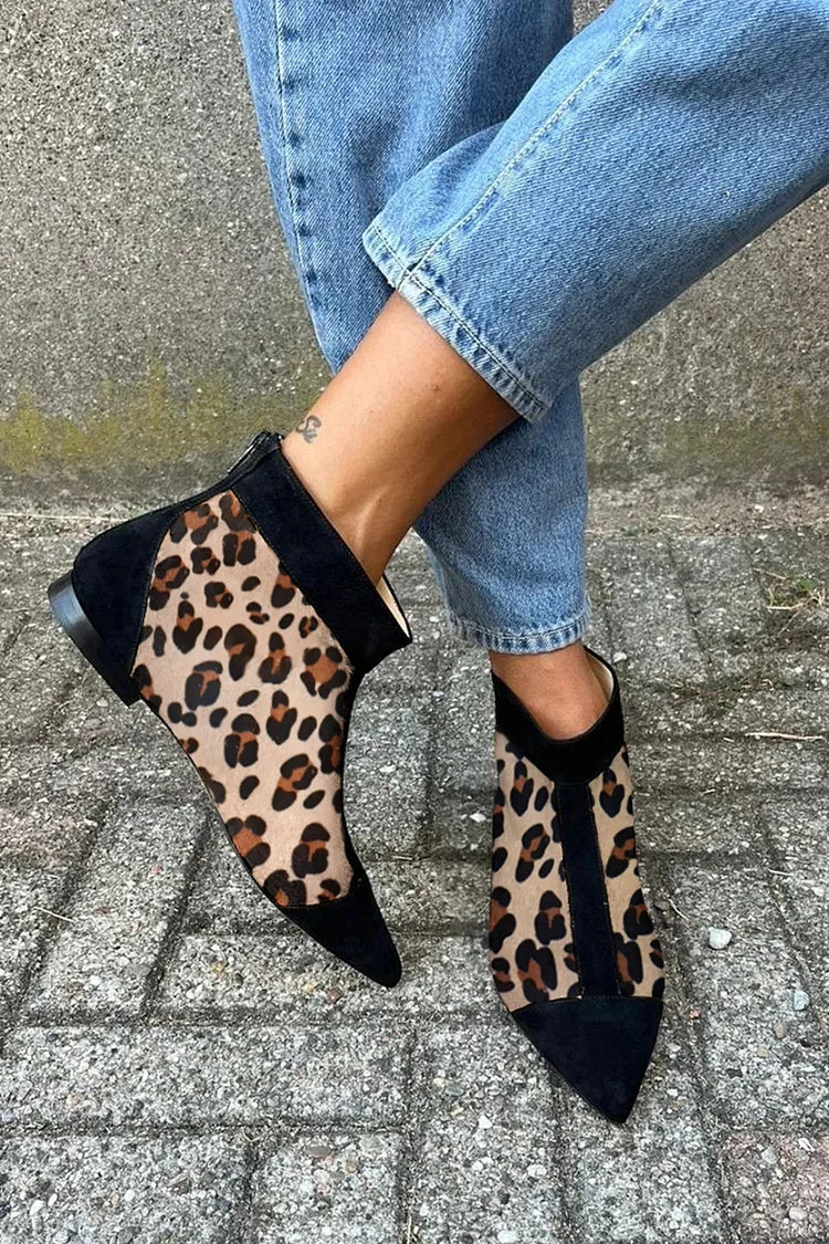 Lily | Women's Leopard Print Ankle Boot Pointed Toe