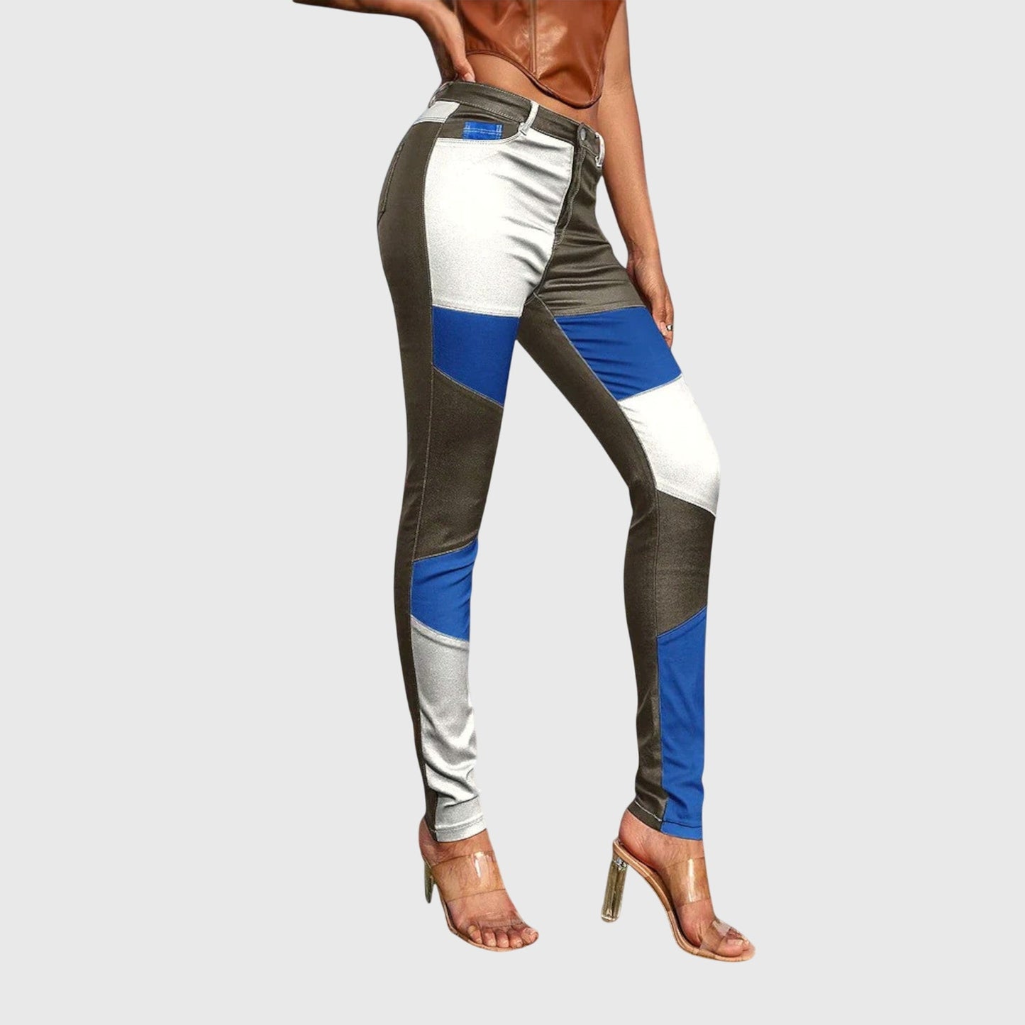 Calliope | Women's Tube Pants Color Block High-Waist Trousers