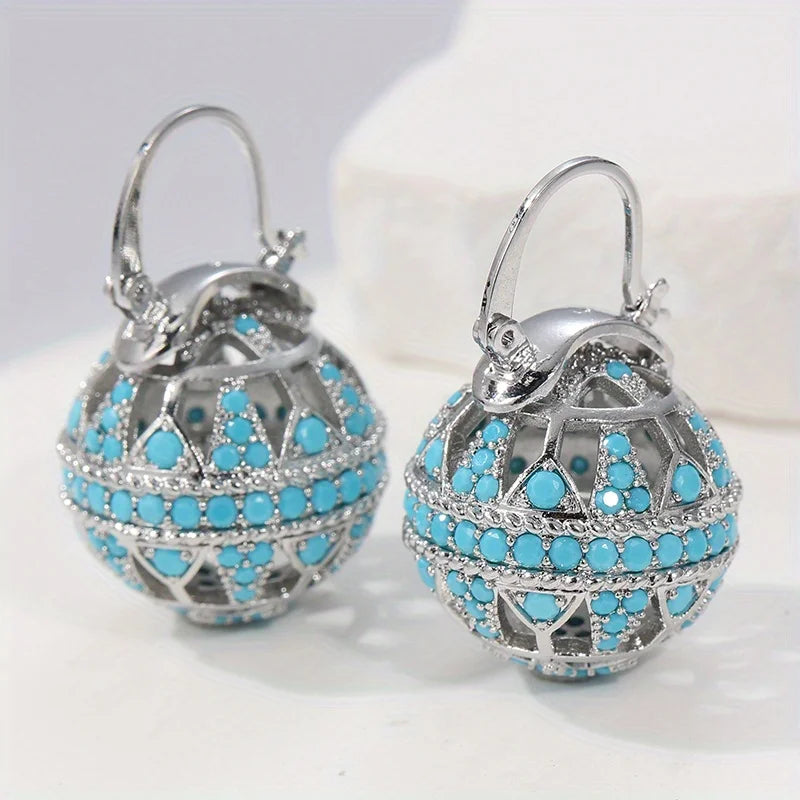 Turquoise Filigree Globe Drop Earrings 5