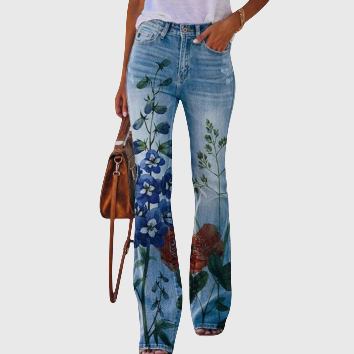 Pants | Women's Floral Wide Leg High-Waisted Trousers