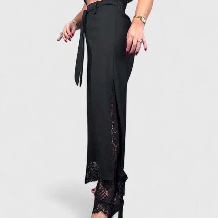 Madonna | Women's Wide Leg High-Waisted Trousers - Elegant Evening