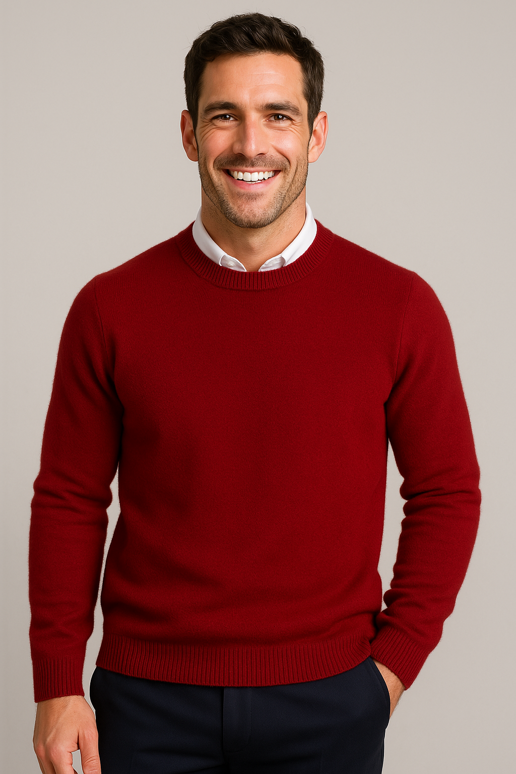 Men's Crew Neck Sweater | Classic Ribbed Knit Pullover