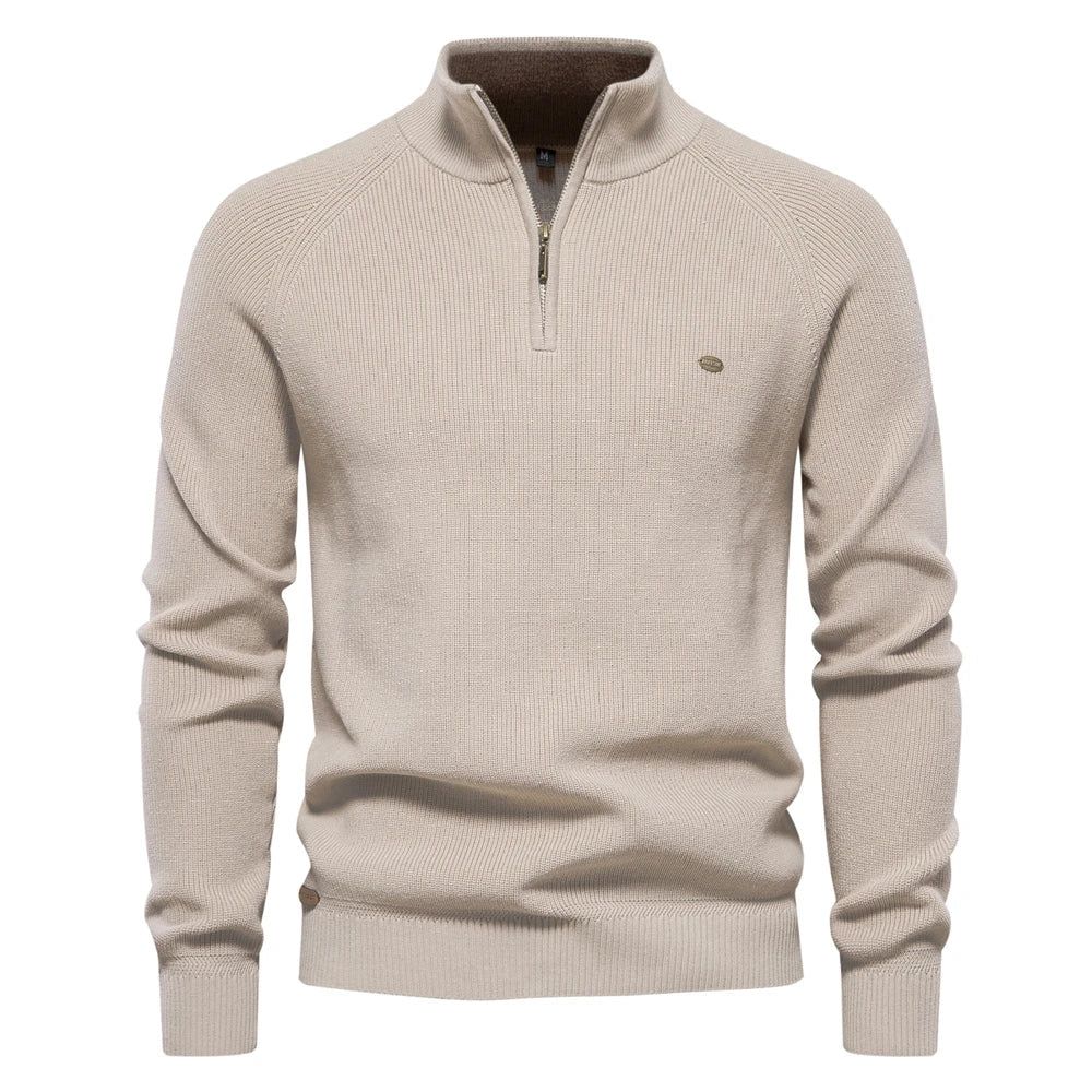 Kai | Men's Zip-Up Sweater Ribbed Cuffs – Winter Layering