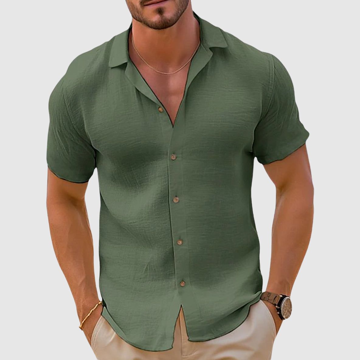 Milo | Men's Short Sleeve Linen-Look Shirt – Summer Casual