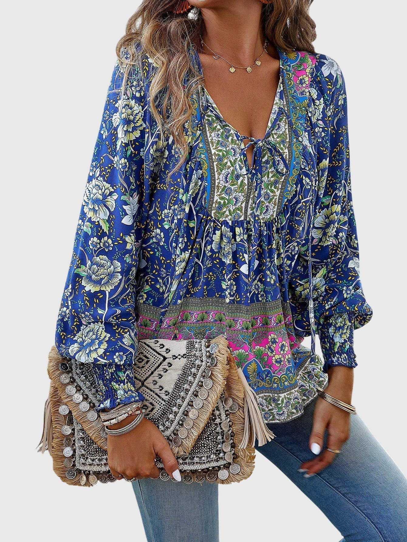 Lexi | Women's V-Neck Long Sleeve Pullover Blouse