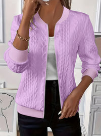 Odelia Cable-Textured Zip-Up Bomber Jacket for Women