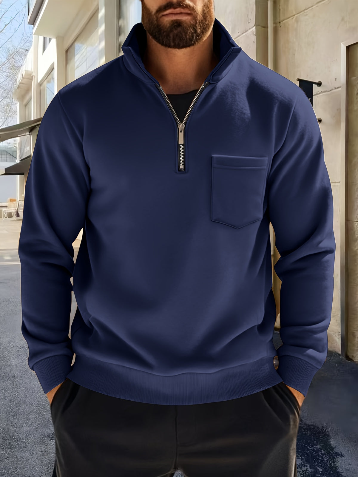 Rafael | Quarter Zip Sweater with Chest Pocket for Men