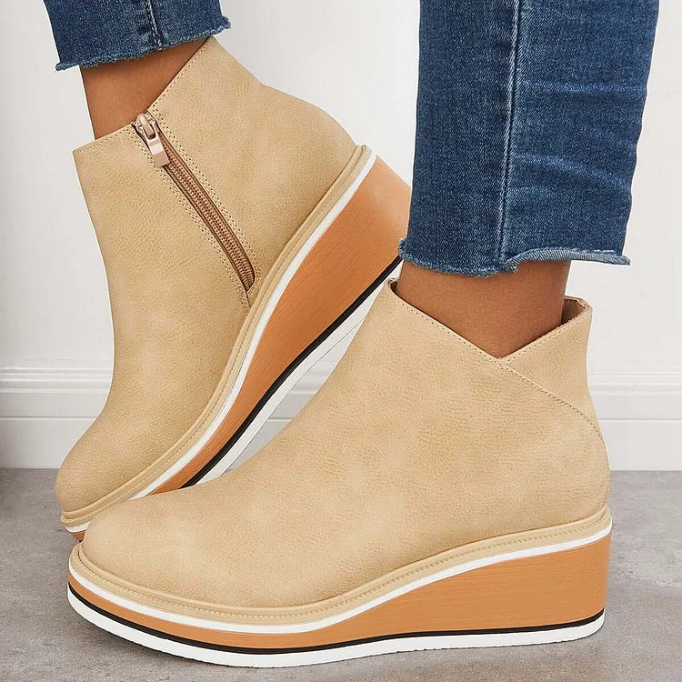 Anja Side-Zip Ankle Boots with Almond Toe for Women