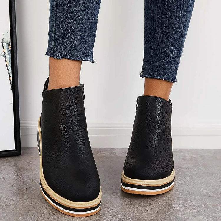 Anja Side-Zip Ankle Boots with Almond Toe for Women