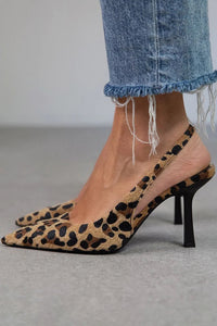 Angie | Women's Leopard Print Slingback Heels - Cocktail Party