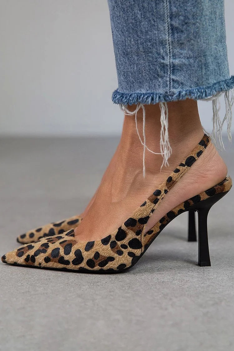 Angie | Women's Leopard Print Slingback Heels - Cocktail Party