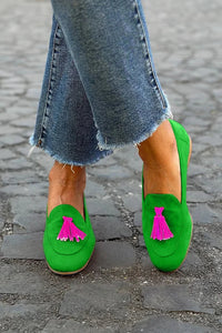 April | Women's Green Tassel Loafers Slip-On Everyday