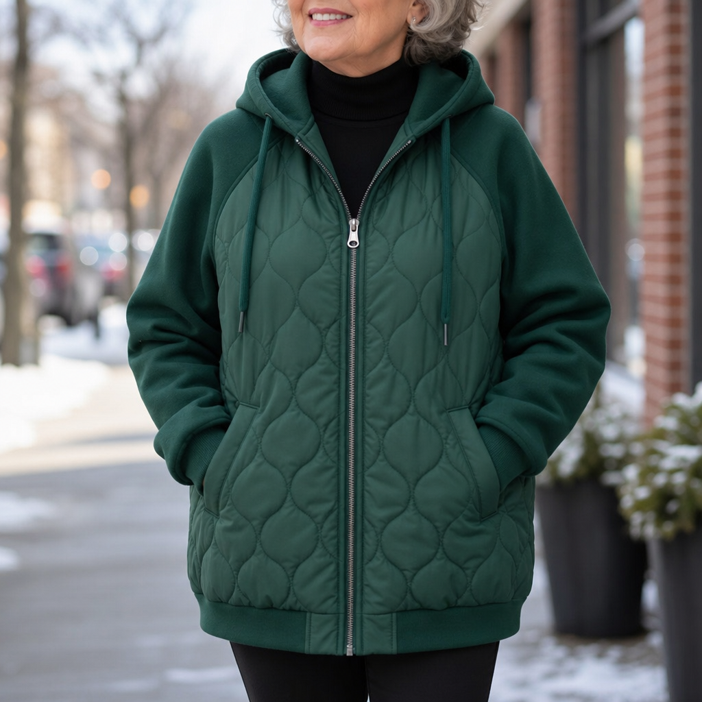 Zora | Quilted Hooded Puffer Jacket with Color-Block Panels