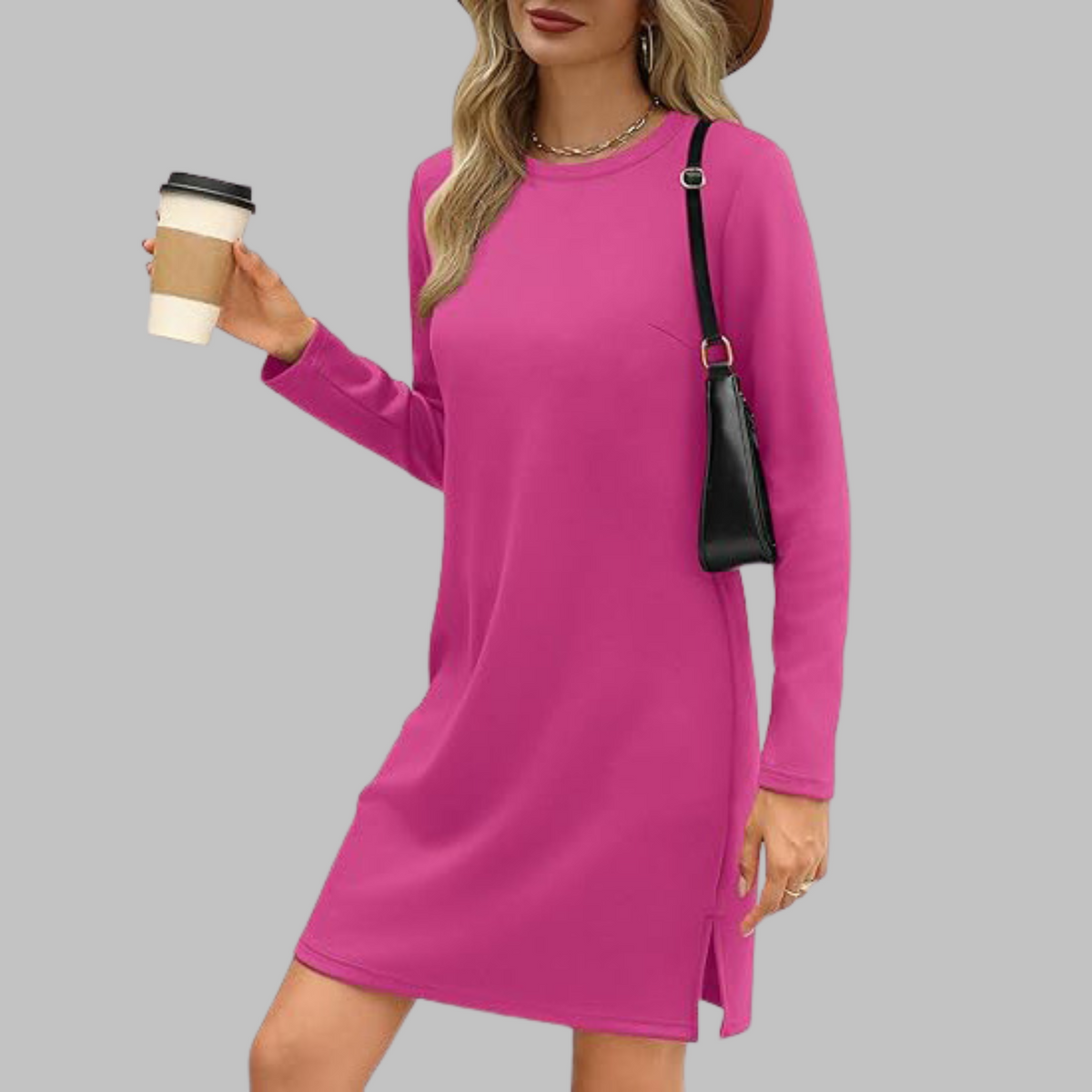 Gretchen | Round Neck Straight-Cut Long Dresses Sleeve for Women