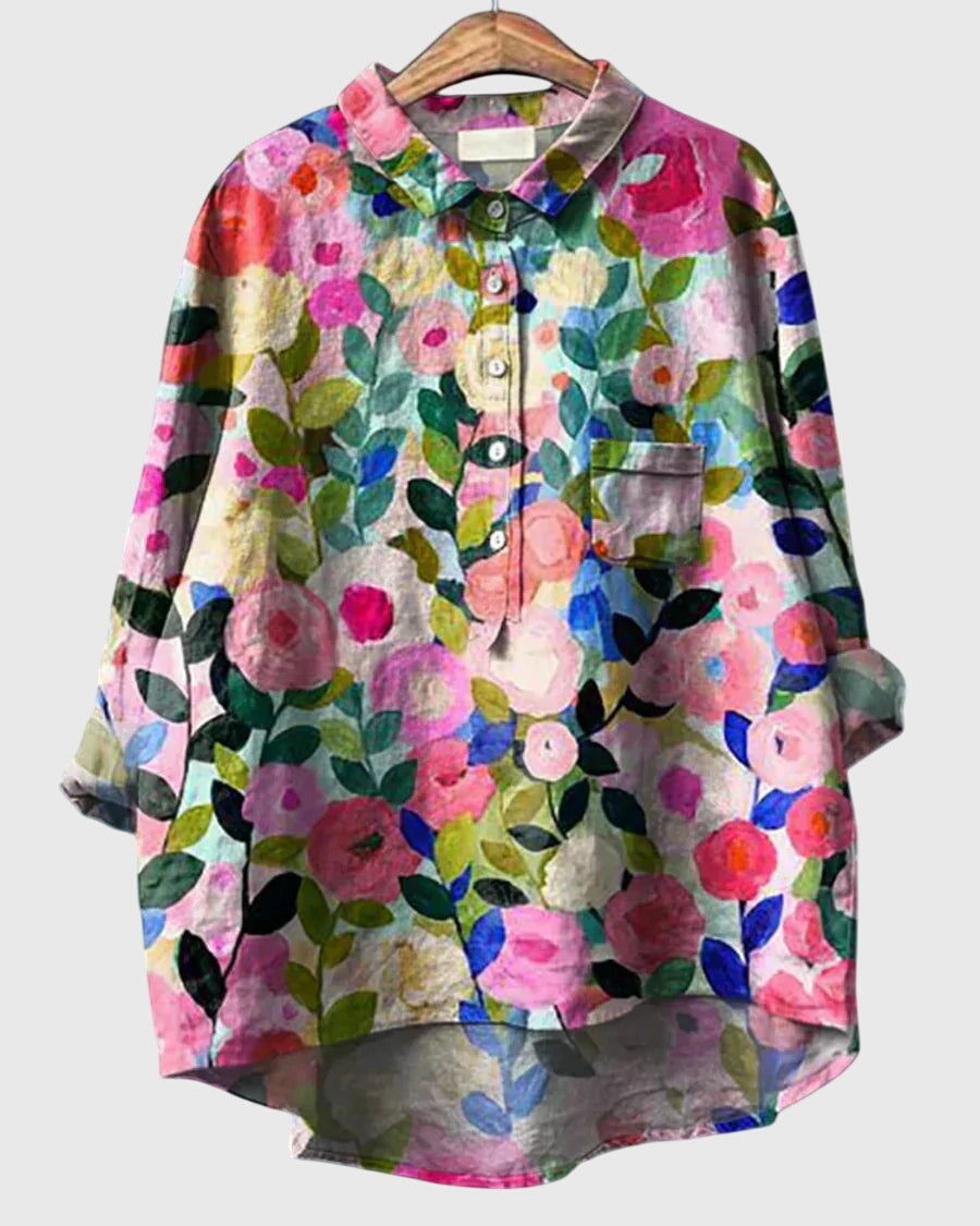 Valeria | Women's Floral V-Neck Long Sleeve Blouse – Work