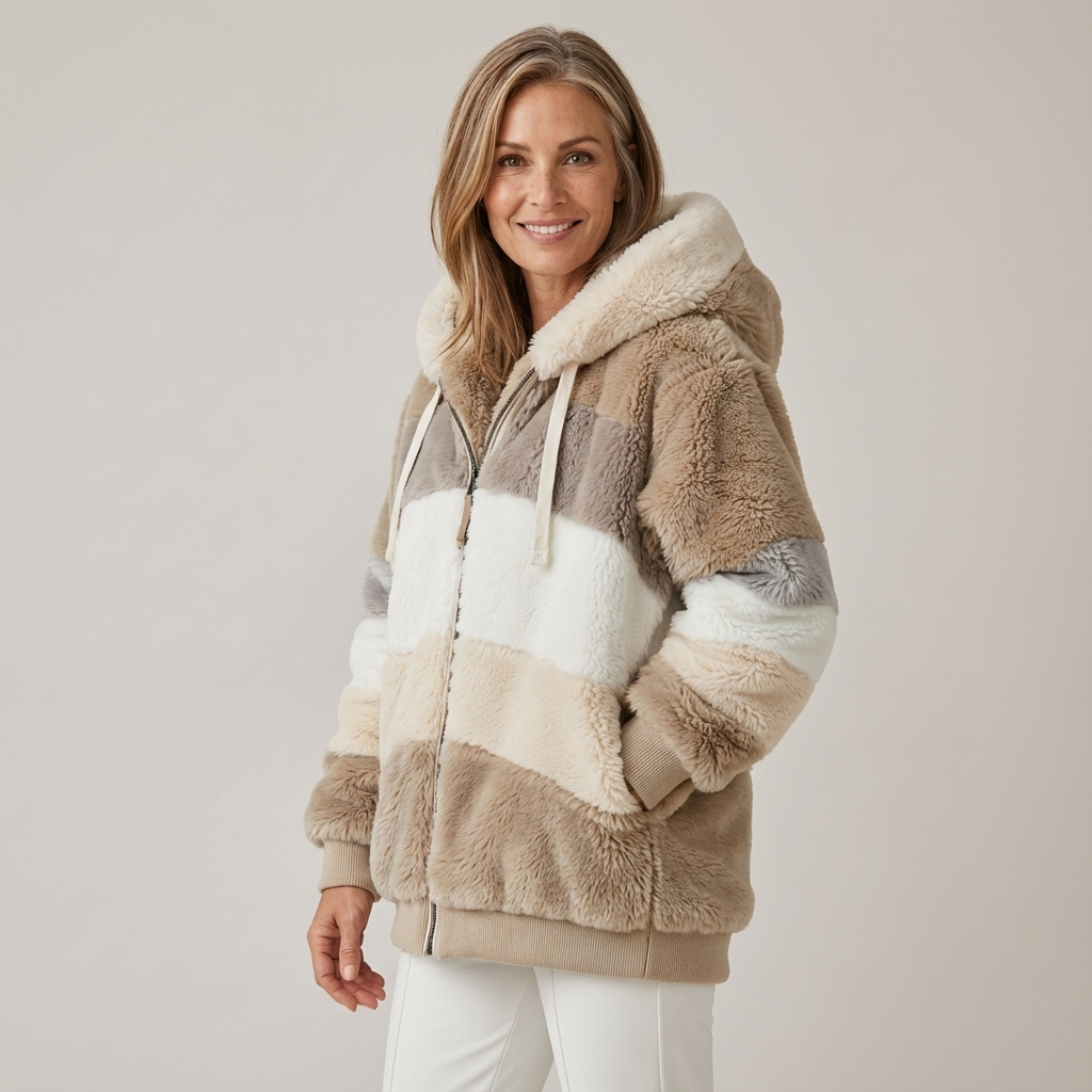 Kristia Women's Hooded Winter Jacket - Zip Front Parka Style