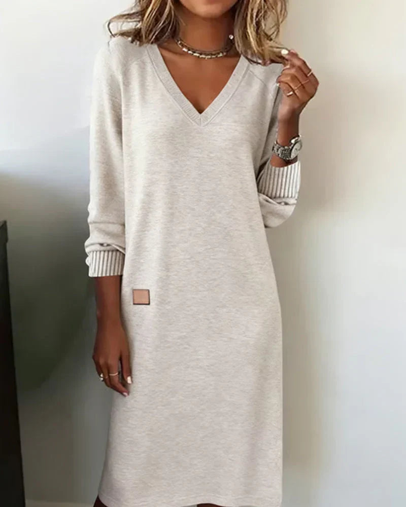 Anke | V-Neck Midi Dress with Pockets for Women