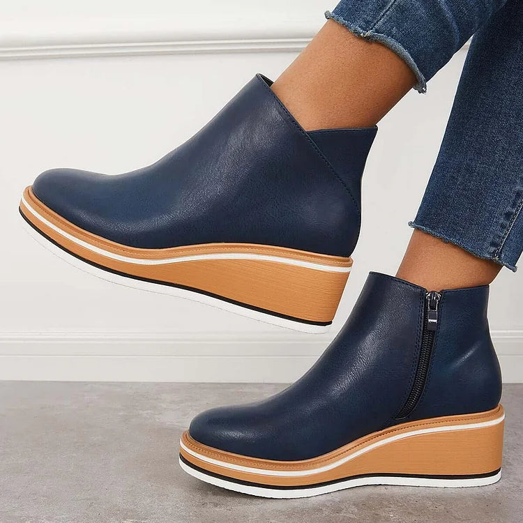 Anja Side-Zip Ankle Boots with Almond Toe for Women