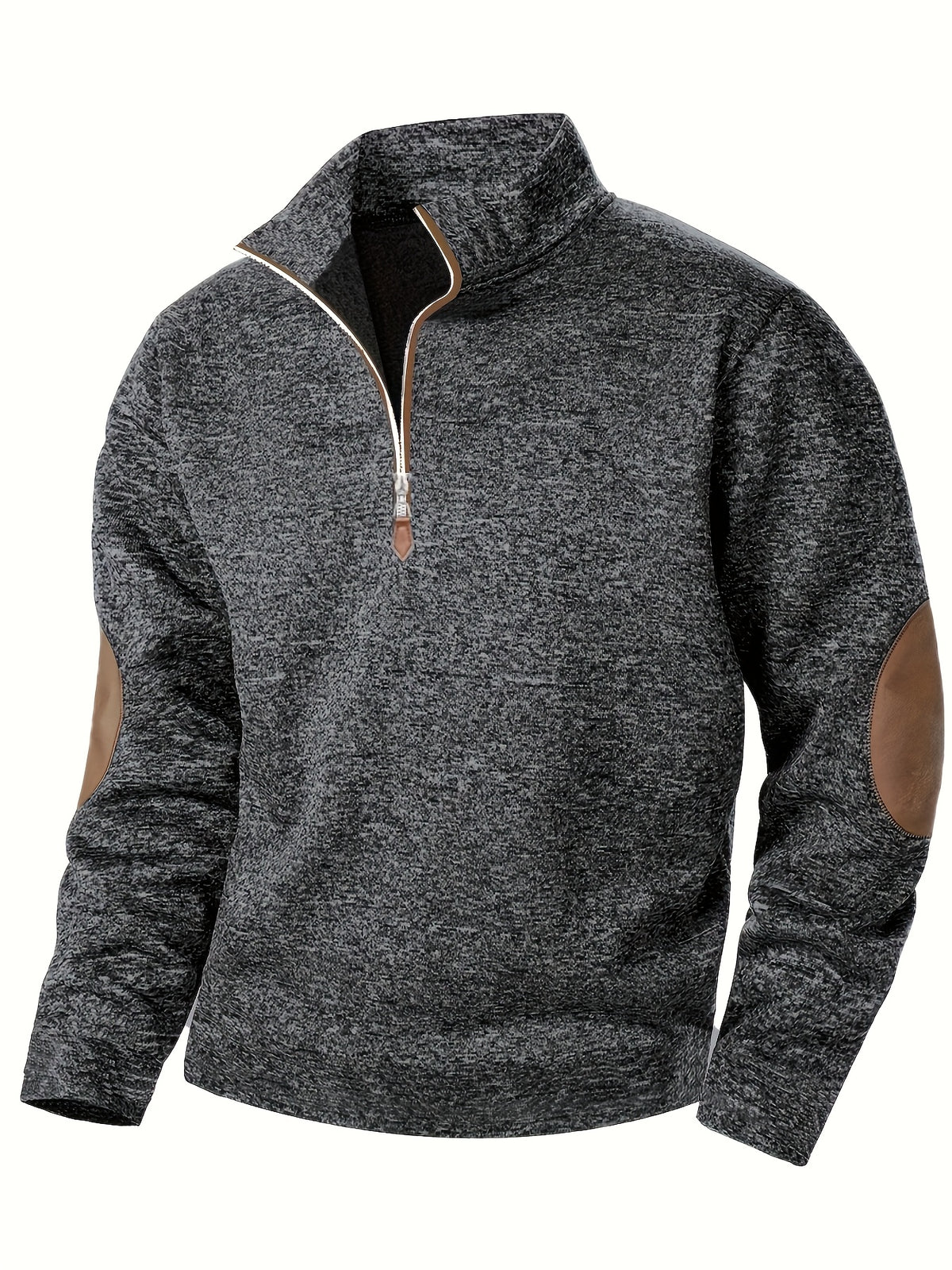 Rasmus | Heathered Quarter Zip Sweater with Stand Collar for Men