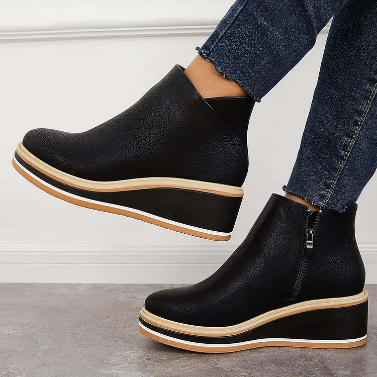 Anja Side-Zip Ankle Boots with Almond Toe for Women