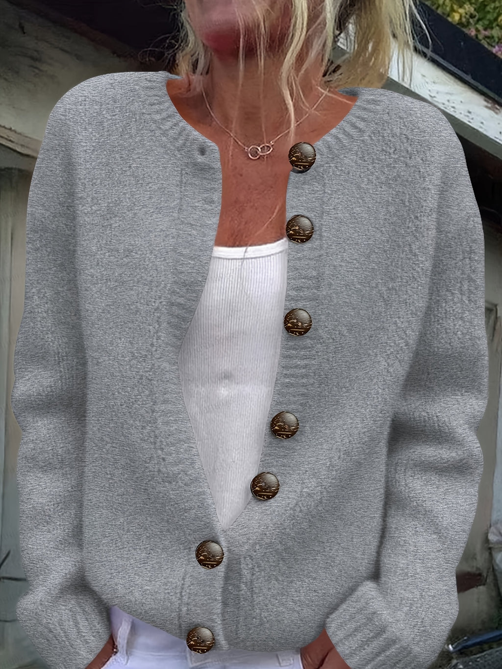 Caitlin | Ribbed Button-Front Knit Cardigan for Women
