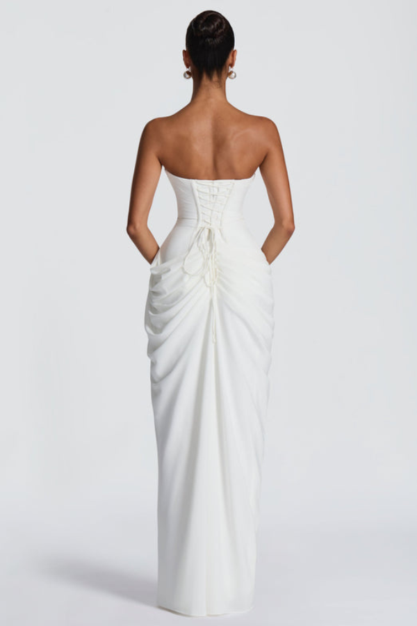 Guusje | Flowing Pleated Maxi Dress with V-Neck for Women