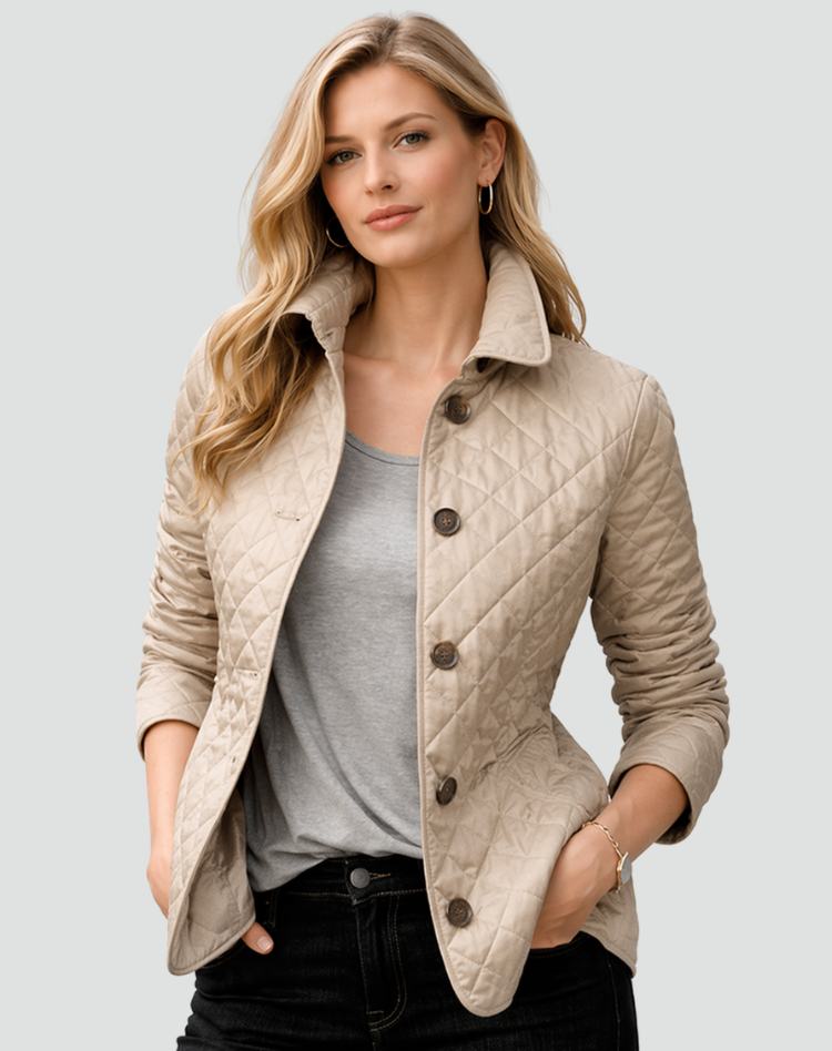 Ilaria | Quilted Button-Front Jacket with Collar for Women