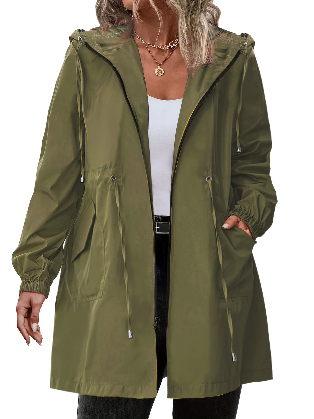 Constance | Zip-Up Hooded Longline Jacket with Drawstring