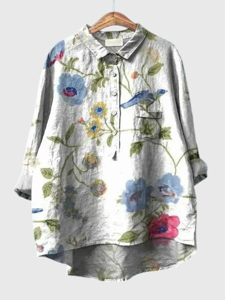 Valeria | Women's Floral V-Neck Long Sleeve Blouse – Work