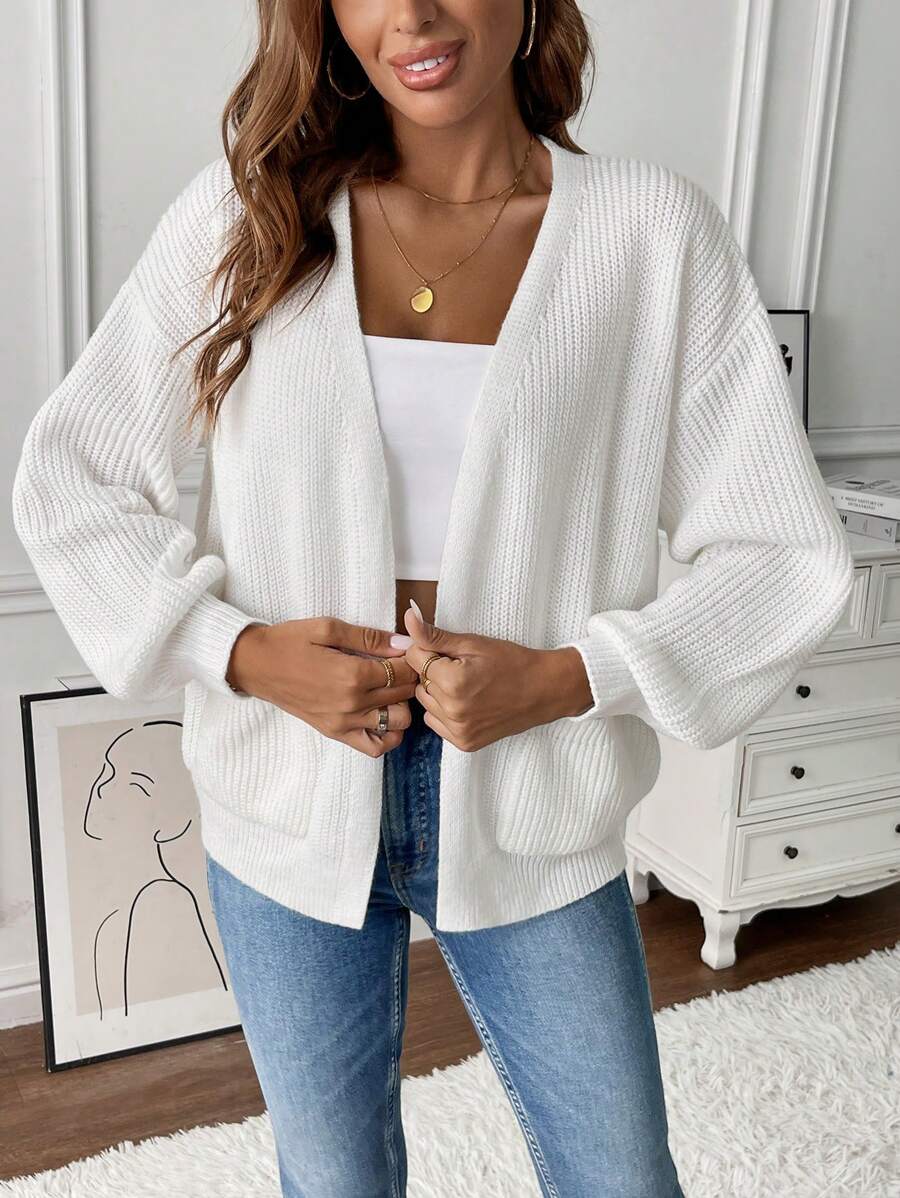 Marlowe | Ribbed Cropped Cardigan with Pockets for Women