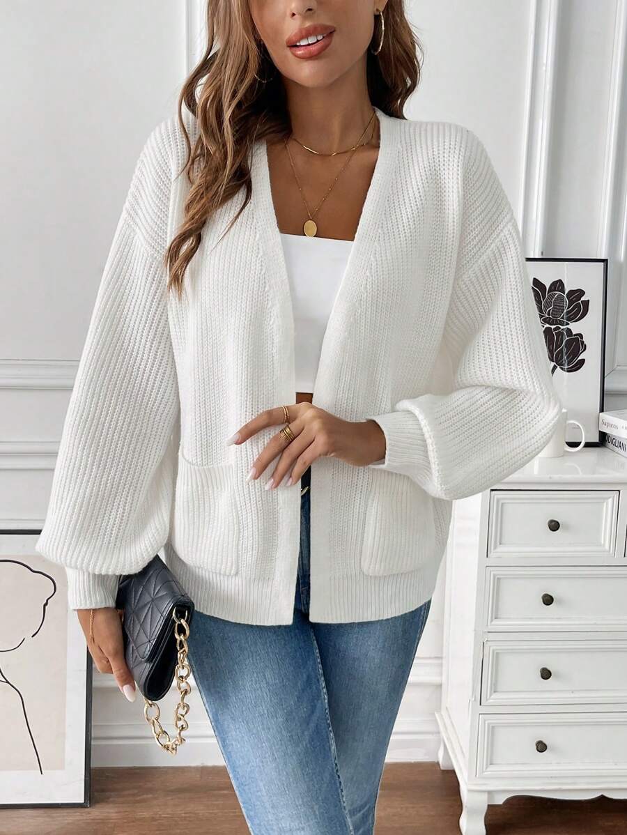 Marlowe | Ribbed Cropped Cardigan with Pockets for Women