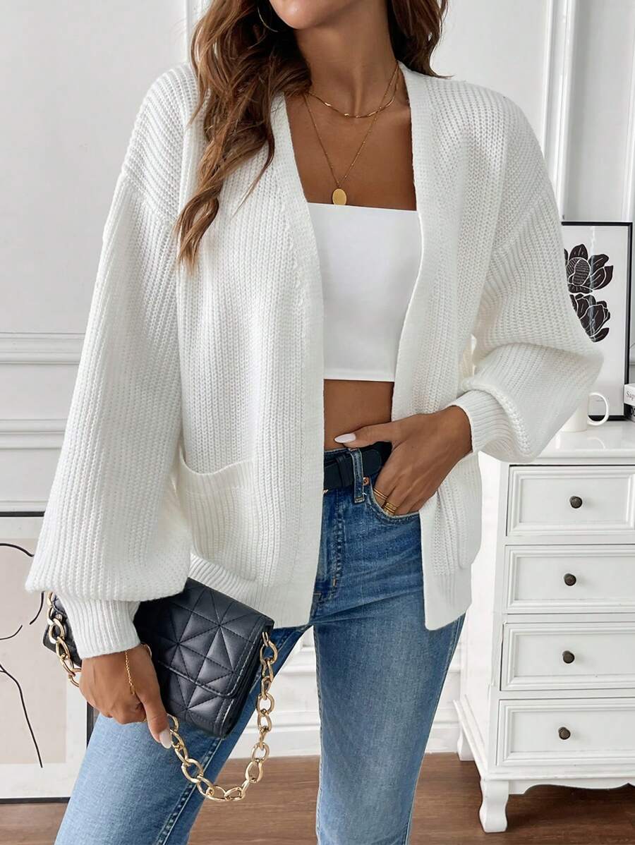 Marlowe | Ribbed Cropped Cardigan with Pockets for Women