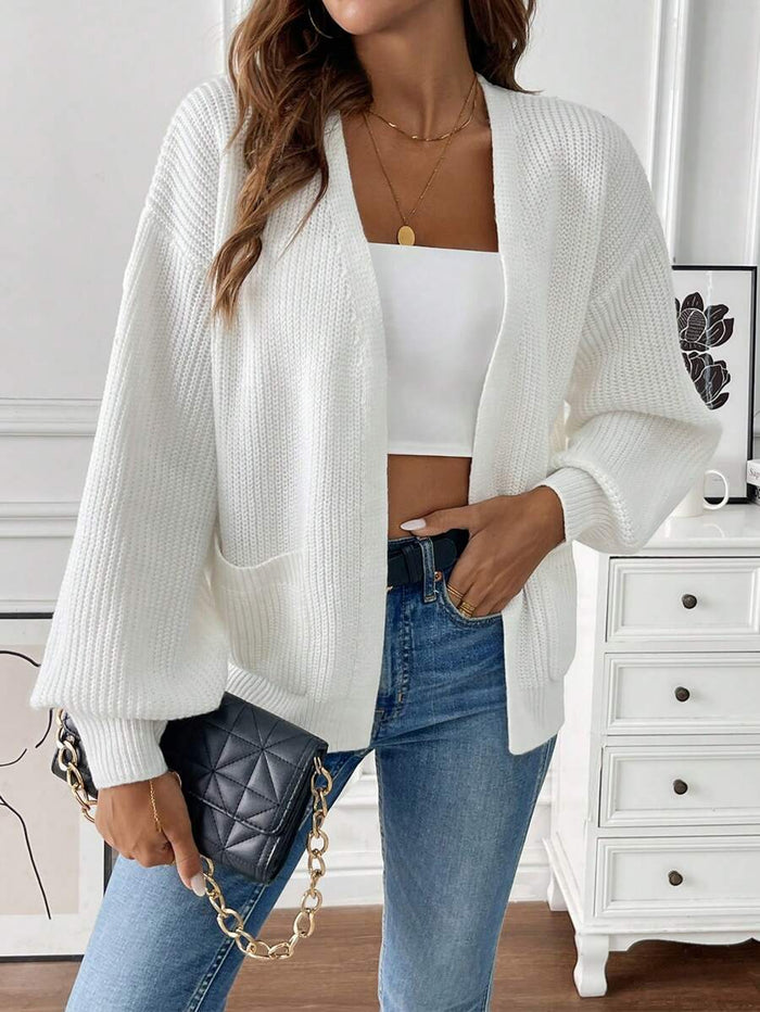 Marlowe | Ribbed Cropped Cardigan with Pockets for Women