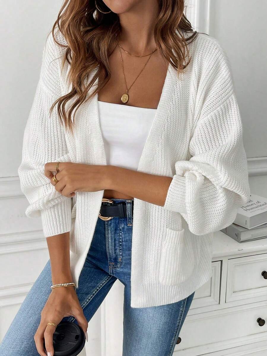 Marlowe | Ribbed Cropped Cardigan with Pockets for Women