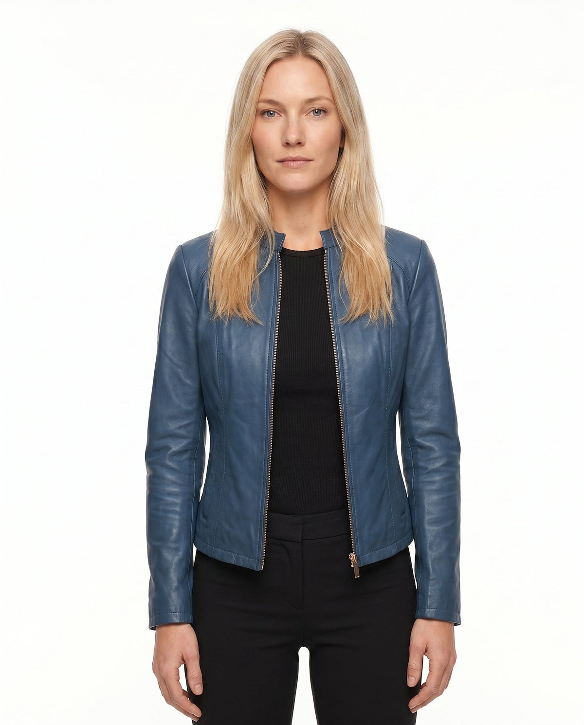 Thessaly | Notch Lapel Leather Jacket for Women