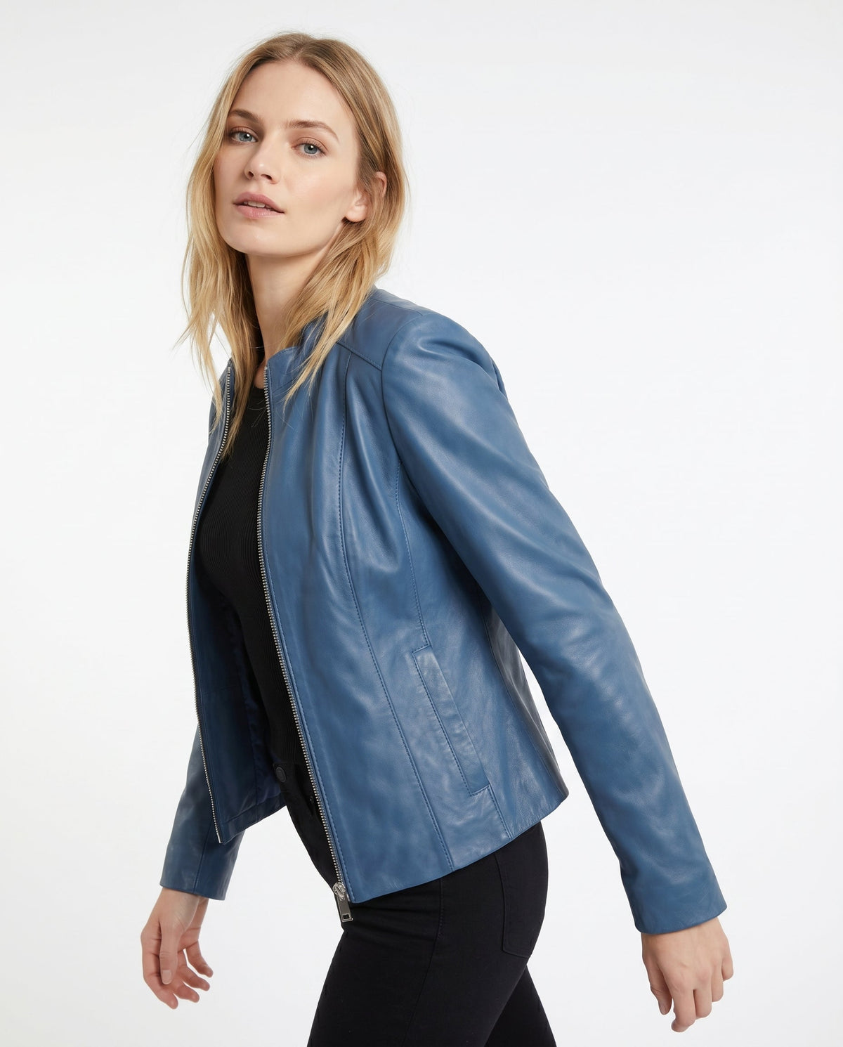 Thessaly | Notch Lapel Leather Jacket for Women