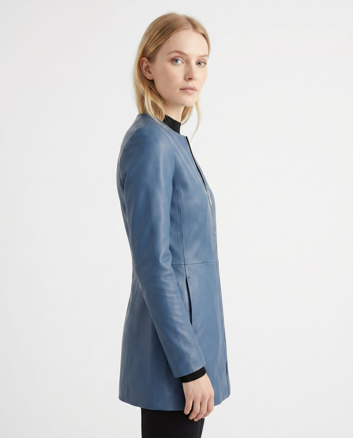 Thessaly | Notch Lapel Leather Jacket for Women