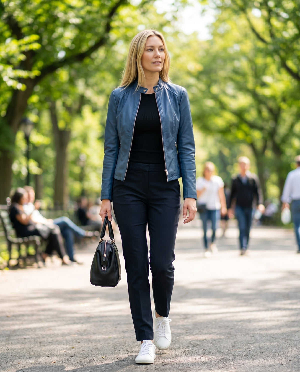 Thessaly | Notch Lapel Leather Jacket for Women