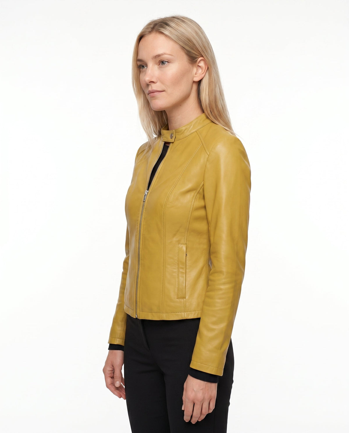 Thessaly | Notch Lapel Leather Jacket for Women