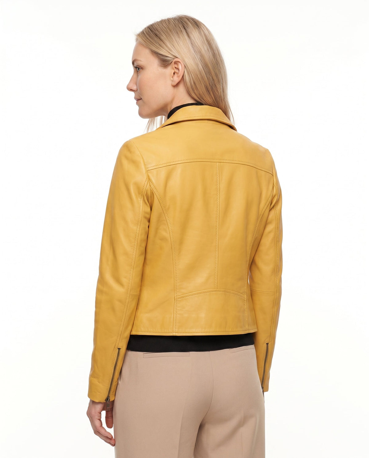 Thessaly | Notch Lapel Leather Jacket for Women