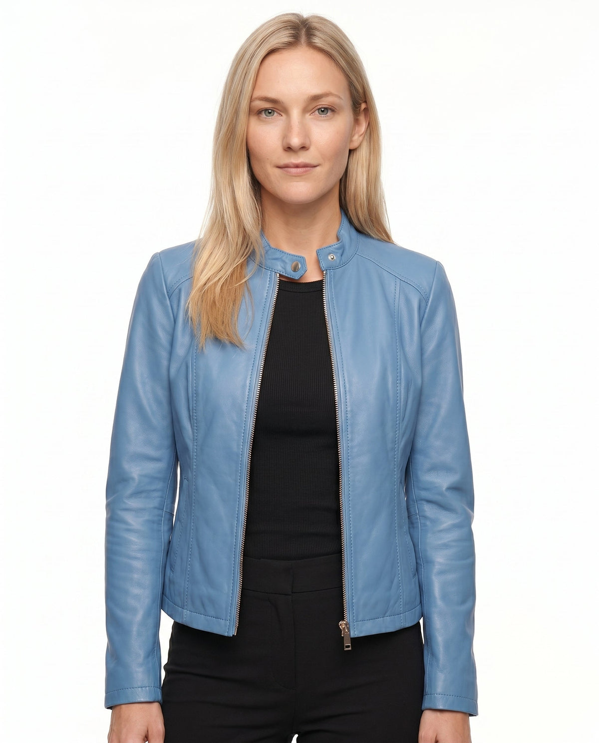 Thessaly | Notch Lapel Leather Jacket for Women