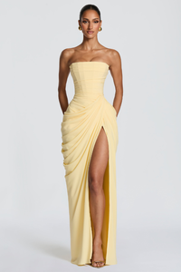 Guusje | Flowing Pleated Maxi Dress with V-Neck for Women