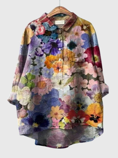 Valeria | Women's Floral V-Neck Long Sleeve Blouse – Work
