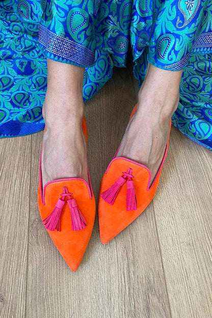 Amelie | Women's Tassel Loafers - Pointed Toe Slip-On Flats