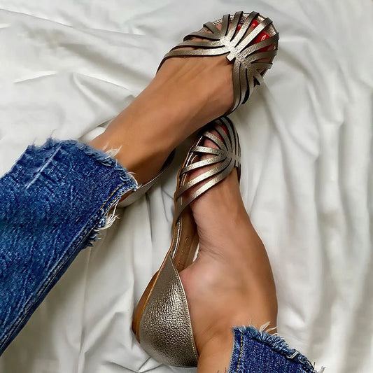 Open-toe ballerina flats