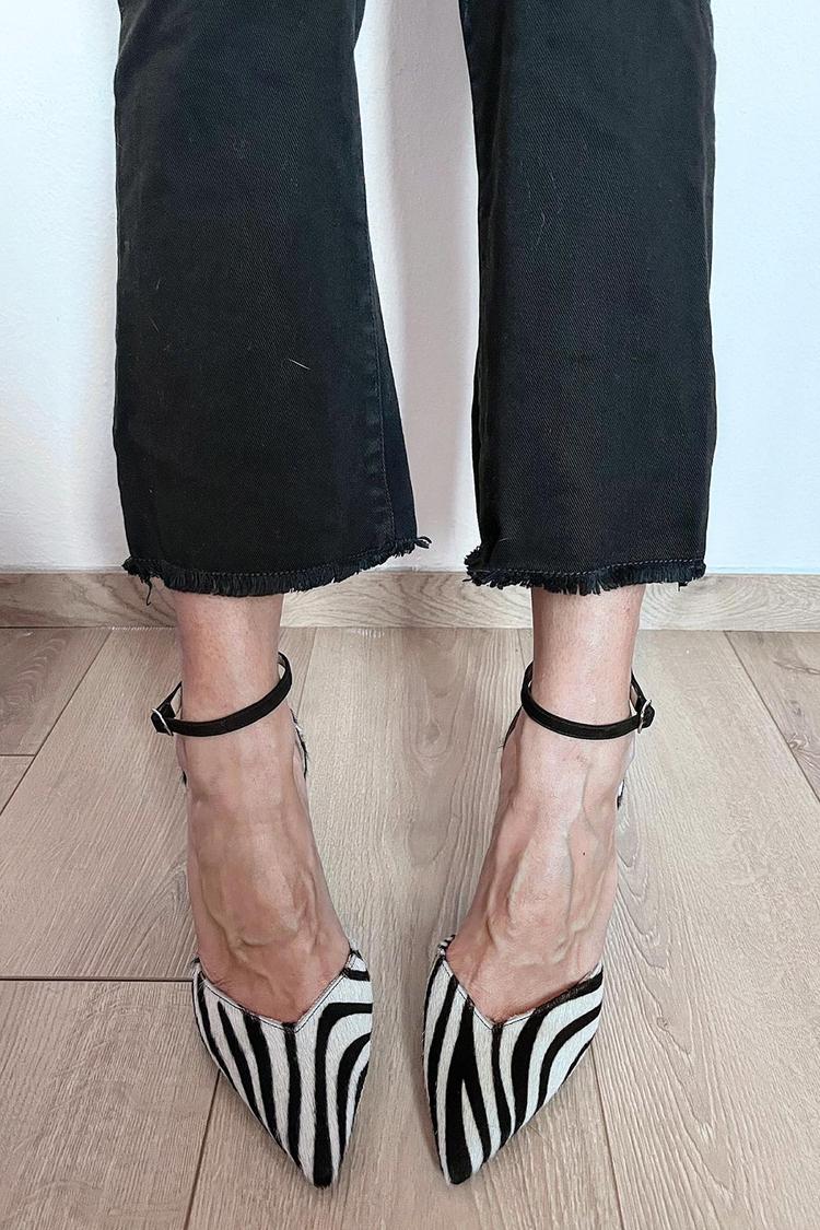 Lydia | Women's Zebra Print Pumps With Ankle Strap
