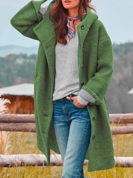 Shay | Women's Long Coat Relaxed-Fit Button Front Winter