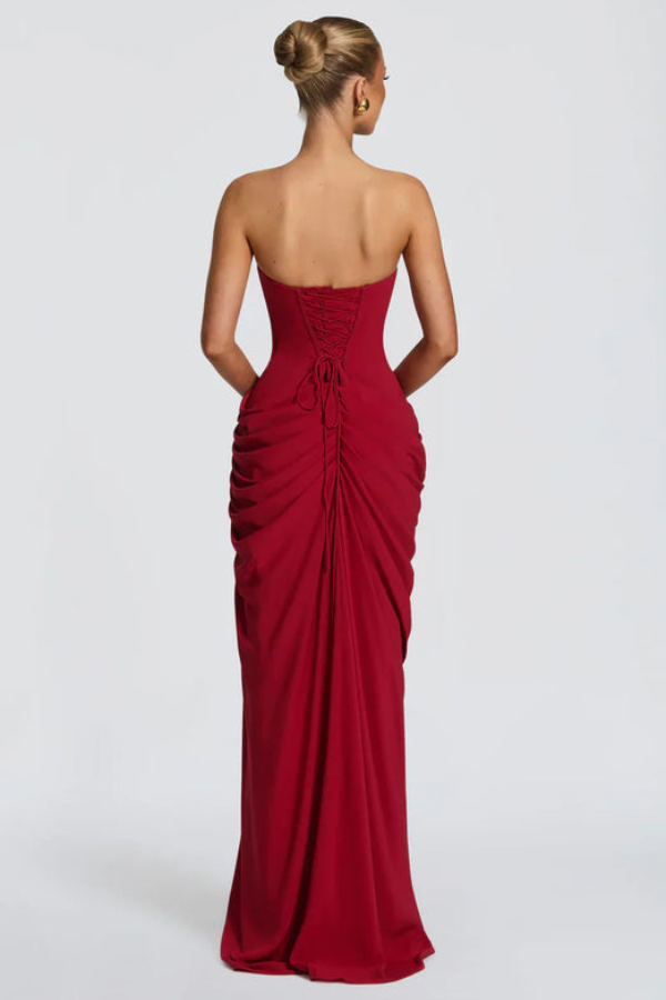 Guusje | Flowing Pleated Maxi Dress with V-Neck for Women