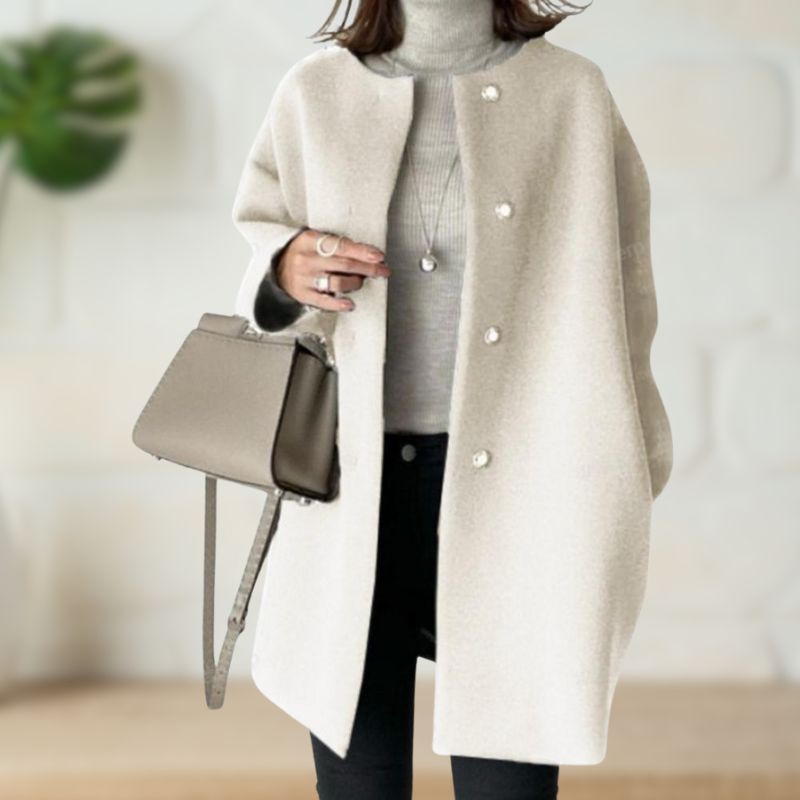 Tera | Women's Mid-Length Coat Relaxed Fit Button Front